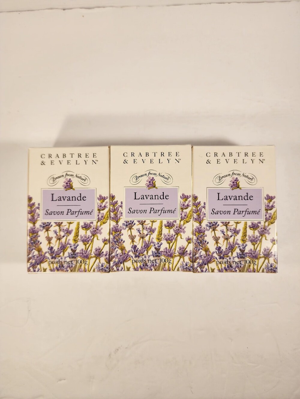 Crabtree & Evelyn Lavender Soap Lot Of Three 3.5 Ounce Bars New In Box - Picture 2 of 9